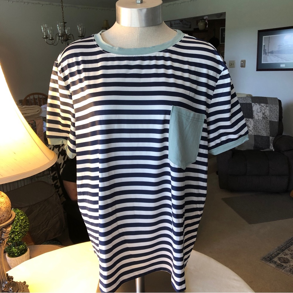 SHEIN Patch Pocket Striped Ringer T-Shirt Women’s XL
